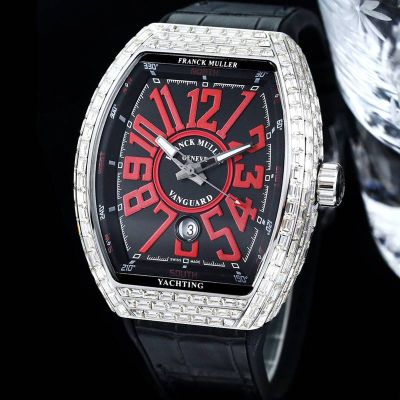 Franck Muller Diamond Watch V45 SC DT White / White Gold with diamonds steel case Diameter 54mm watch